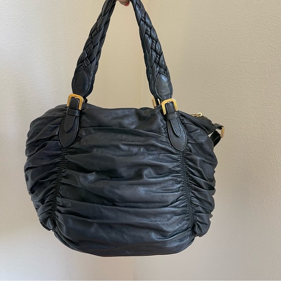 Bally Black Leather Ruched Handbag - Picture 8 of 16